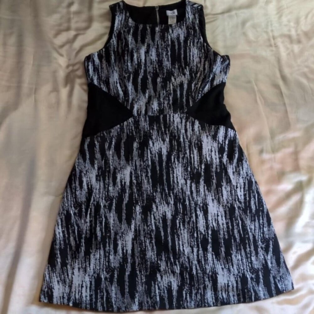 Cache 12 Black White Dress Sleeveless Pencil Career Academia Business (no belt)